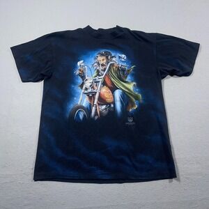Vintage‎ 1993 3D Emblem American Biker T Shirt Men XL Graphic Blue Black Biker